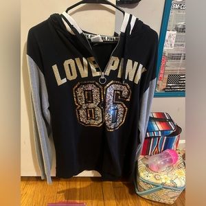 Pink size small bling hooded shirt